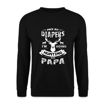 Father's Day Going Hunting With Papa - Unisex Sweatshirt - black - Front - Alina (178cm) & Michal (187cm)