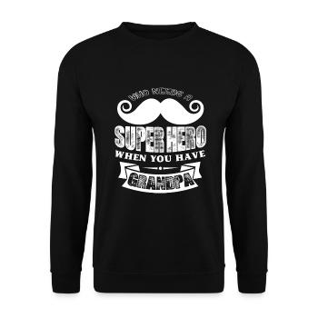 Father's Day Grandpa Superhero - Unisex Sweatshirt - black - Front - Alina (178cm) & Michal (187cm)