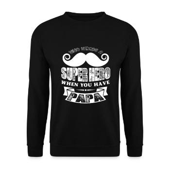 Father's Day Papa Superhero - Unisex Sweatshirt - black - Front - Alina (178cm) & Michal (187cm)