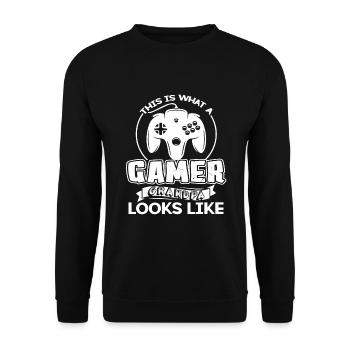 This Is What A Gamer Grandpa Looks Like - Unisex Sweatshirt - black - Front - Alina (178cm) & Michal (187cm)