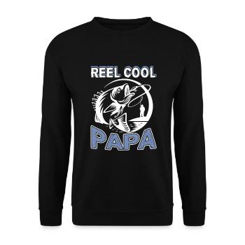 Fishing Reel Cool Papa Fishing - Unisex Sweatshirt - black - Front - Alina (178cm) & Michal (187cm)