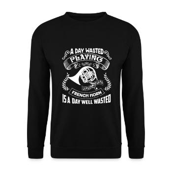 French Horn A Day Playing French Horn - Unisex Sweatshirt - black - Front - Alina (178cm) & Michal (187cm)
