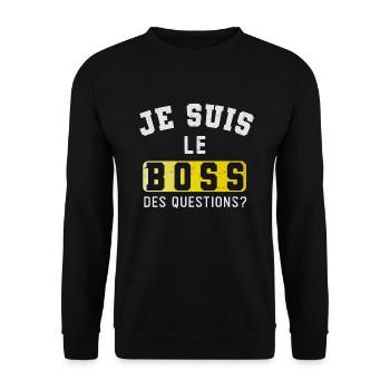 Je Suis Le Boss Humour Patron Chef - Sweat-shirt Unisexe - noir - Devant - Alina (178cm) & Michal (187cm)