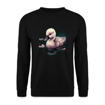 Baby Swan Bird Chick - Unisex Sweatshirt - black - Front - Alina (178cm) & Michal (187cm)