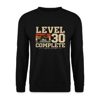 30th Birthday Gift Level 30 Complete - Unisex Sweatshirt - black - Front - Alina (178cm) & Michal (187cm)