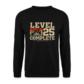 25 Geburtstag Geschenk Level 25 Complete - Unisex Pullover - Schwarz - Vorne - Alina (178cm) & Michal (187cm)