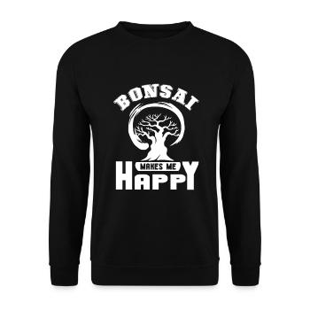 Bonsai Bonsai Makes Me Happy - Unisex Sweatshirt - black - Front - Alina (178cm) & Michal (187cm)