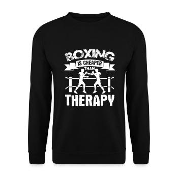 Boxing Boxing Is Cheaper Than Therapy - Unisex Sweatshirt - black - Front - Alina (178cm) & Michal (187cm)