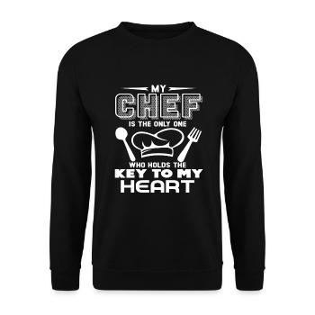 Chef My Chef Holds The Key To My Heart - Unisex Sweatshirt - black - Front - Alina (178cm) & Michal (187cm)