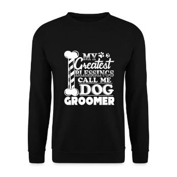 My Greatest Blessings Call Me Dog Groomer - Unisex Sweatshirt - black - Front - Alina (178cm) & Michal (187cm)