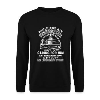 Firefighter Missing My Firefighter - Unisex Sweatshirt - black - Front - Alina (178cm) & Michal (187cm)