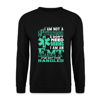 EMT I'm Not A Princess I'm An EMT - Unisex Sweatshirt - black - Front - Alina (178cm) & Michal (187cm)