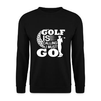 Golf Golf Is Calling I Must Go - Unisex Sweatshirt - black - Front - Alina (178cm) & Michal (187cm)