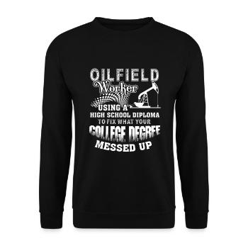 Oilfield Worker Oilfield Worker Fix - Unisex Sweatshirt - black - Front - Alina (178cm) & Michal (187cm)