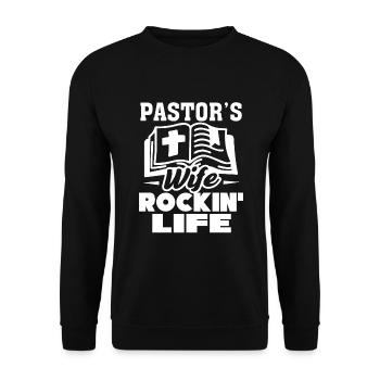 Pastor Pastor's Wife Rockin Life - Unisex Sweatshirt - black - Front - Alina (178cm) & Michal (187cm)