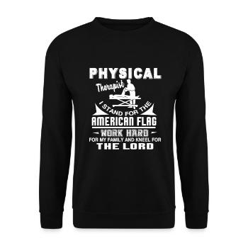 Physical Therapist I Stand For American Flag - Unisex Sweatshirt - black - Front - Alina (178cm) & Michal (187cm)
