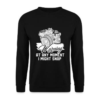 Photographer Photographer Warning - Unisex Sweatshirt - black - Front - Alina (178cm) & Michal (187cm)
