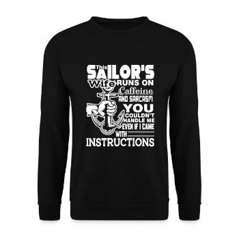 Sailor's Wife Runs On Caffeine - Unisex Sweatshirt - black - Front - Alina (178cm) & Michal (187cm)