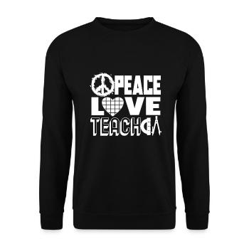 Teacher Teacher Peace Love Teach - Unisex Sweatshirt - black - Front - Alina (178cm) & Michal (187cm)