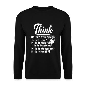 Teacher Teacher Think Before You Speak - Unisex Sweatshirt - black - Front - Alina (178cm) & Michal (187cm)