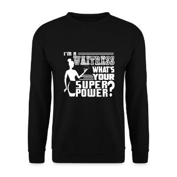 Waitress Waitress What's Your Superpower - Unisex Sweatshirt - black - Front - Alina (178cm) & Michal (187cm)