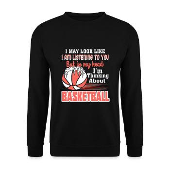 Basketball I Am Thinking About Basketball - Unisex Sweatshirt - black - Front - Alina (178cm) & Michal (187cm)