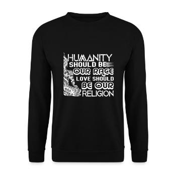 Buddha Buddha Humanity Should Be Our Race - Unisex Sweatshirt - black - Front - Alina (178cm) & Michal (187cm)