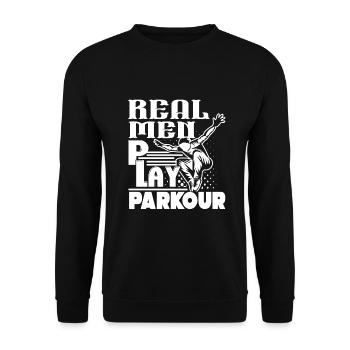 Parkour Real Men Play Parkour - Unisex Sweatshirt - black - Front - Alina (178cm) & Michal (187cm)