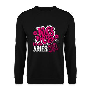 Aries Kiss Me I'm An Aries - Unisex Sweatshirt - black - Front - Alina (178cm) & Michal (187cm)