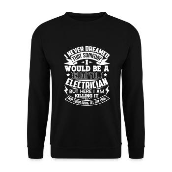Electrician Grumpy Old Electrician - Unisex Sweatshirt - black - Front - Alina (178cm) & Michal (187cm)