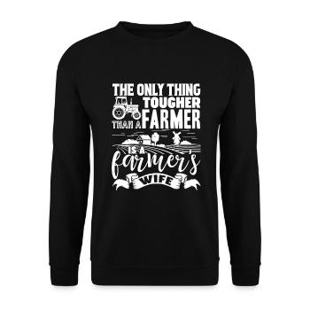 Farmer Farmer's Wife Is Tougher - Unisex Sweatshirt - black - Front - Alina (178cm) & Michal (187cm)