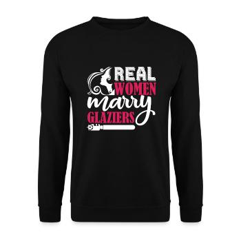 Glazier Real Women Marry Glaziers - Unisex Sweatshirt - black - Front - Alina (178cm) & Michal (187cm)