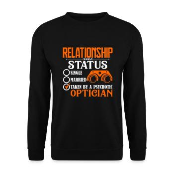 Optician Optician Relationship Status - Unisex Sweatshirt - black - Front - Alina (178cm) & Michal (187cm)