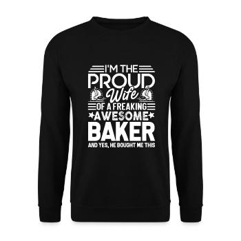 Baker Proud Wife Of A Freaking Awesome Baker - Unisex Sweatshirt - black - Front - Alina (178cm) & Michal (187cm)