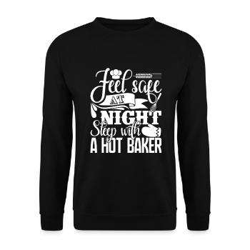 Baker Sleep With A Hot Baker - Unisex Sweatshirt - black - Front - Alina (178cm) & Michal (187cm)