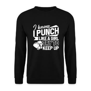 Boxing Boxing I Know I Punch Like A Girl - Unisex Sweatshirt - black - Front - Alina (178cm) & Michal (187cm)