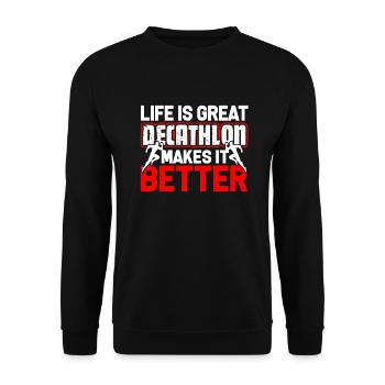 Decathlon Decathlon Makes Life Better - Unisex Sweatshirt - black - Front - Alina (178cm) & Michal (187cm)