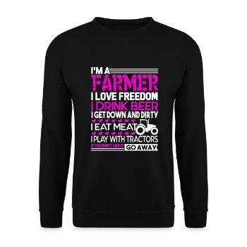 Farmer I'm A Farmer I Love Freedom - Unisex Sweatshirt - black - Front - Alina (178cm) & Michal (187cm)