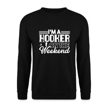 Fishing Fishing I'm A On The Weekend - Unisex Sweatshirt - black - Front - Alina (178cm) & Michal (187cm)