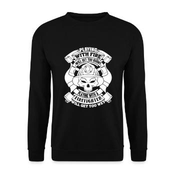 Firefighter Playing With A Firefighter - Unisex Sweatshirt - black - Front - Alina (178cm) & Michal (187cm)