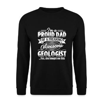 Geologist Proud Dad Of Awesome Geologist - Unisex Sweatshirt - black - Front - Alina (178cm) & Michal (187cm)