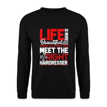 Hair Stylist Meet The Right Hair Stylist - Unisex Sweatshirt - black - Front - Alina (178cm) & Michal (187cm)