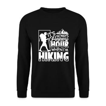 Hiking Happy Hour When I'm Hiking - Unisex Sweatshirt - black - Front - Alina (178cm) & Michal (187cm)