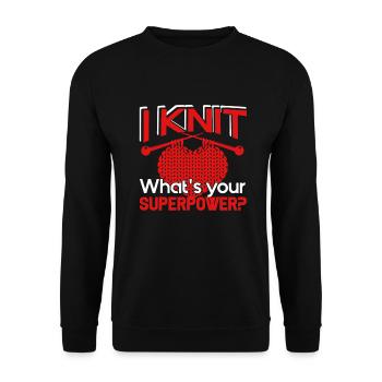 Knitting I Knit What's Your Superpower - Unisex Sweatshirt - black - Front - Alina (178cm) & Michal (187cm)