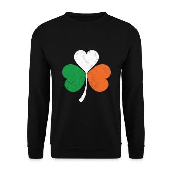 Kleeblatt mit irischer Flagge - Unisex Pullover - Schwarz - Vorne - Alina (178cm) & Michal (187cm)