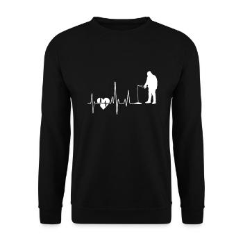 Fishing Heartbeat - Unisex Sweatshirt - black - Front - Alina (178cm) & Michal (187cm)
