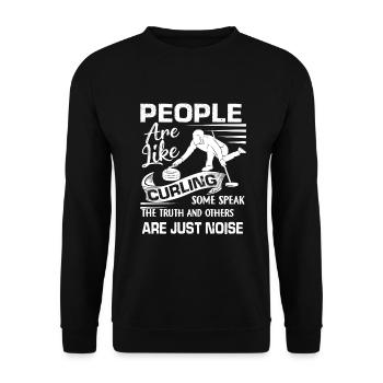 Curling People Are Like Curling - Unisex Sweatshirt - black - Front - Alina (178cm) & Michal (187cm)