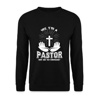 Pastor Yes I Am A Pastor - Unisex Sweatshirt - black - Front - Alina (178cm) & Michal (187cm)