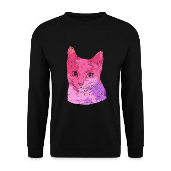 Cat Russian Blue Cat Colorful - Unisex Sweatshirt - black - Front - Alina (178cm) & Michal (187cm)