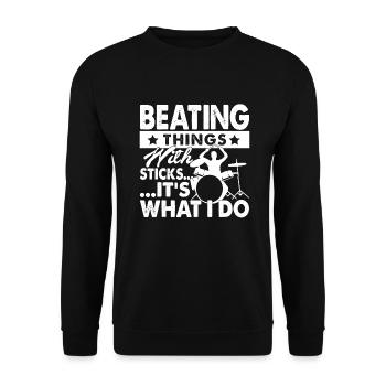 Drummer Drummer Beating With Sticks - Unisex Sweatshirt - black - Front - Alina (178cm) & Michal (187cm)